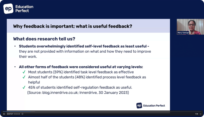 Four major feedback levels and student impacts