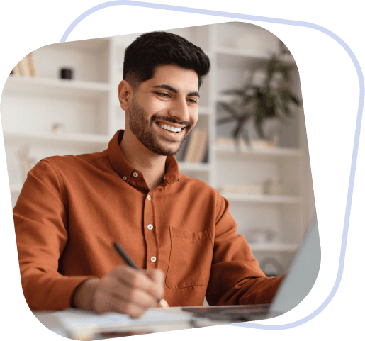 Man watching a webinar on his computer